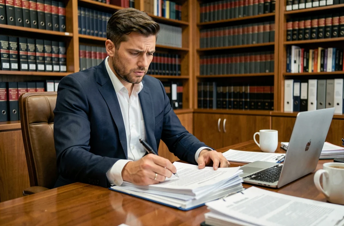 Avocat consultant des documents juridiques dans un cabinet, en lien avec les notions de recevabilité et de rejet de demande