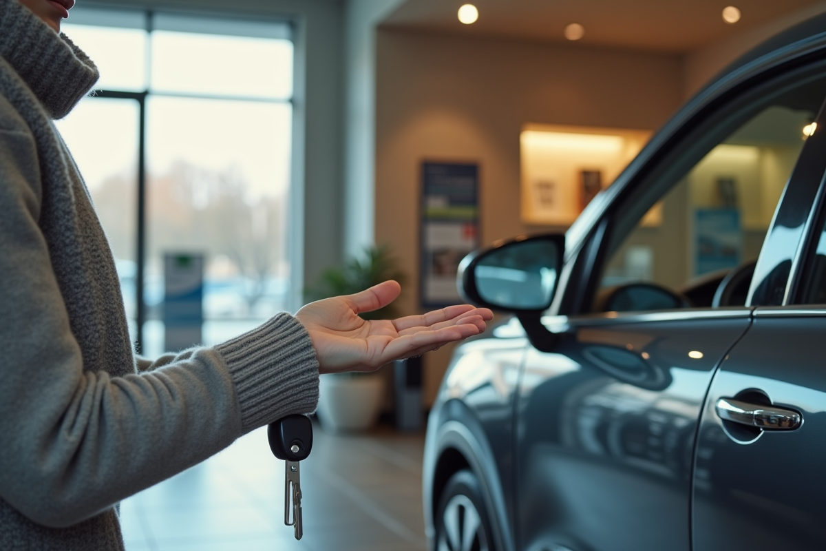 Jeune femme donnant les clés d