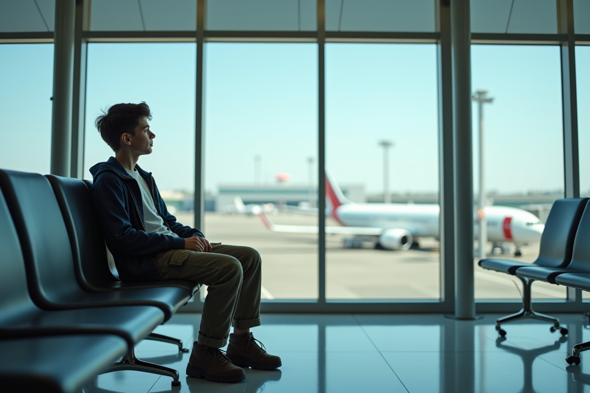 Garçon détendu regardant les avions à l