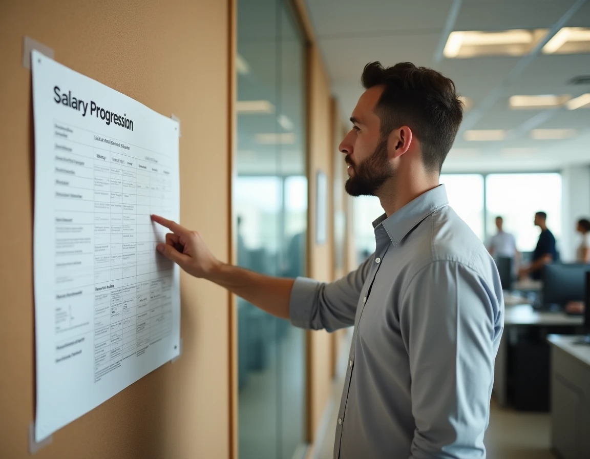 Agent de la fonction publique présentant un tableau de progression salariale attaché hors classe