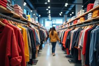 Magasin de vêtements moderne avec jeunes acheteurs