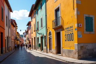Rue colorée de Toulouse avec le code postal 31000