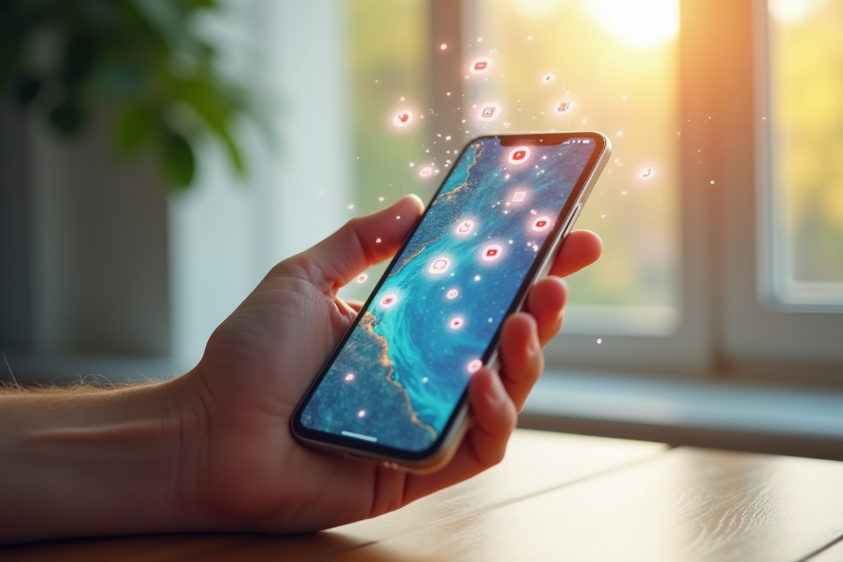 Smartphone affichant un fil d